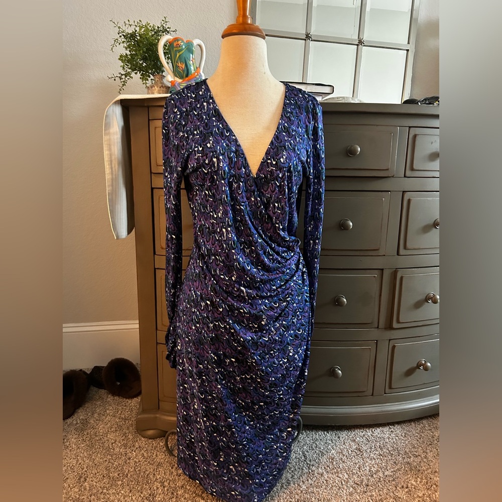 Tory Burch Blue and Purple Fish scale Pattern Dress